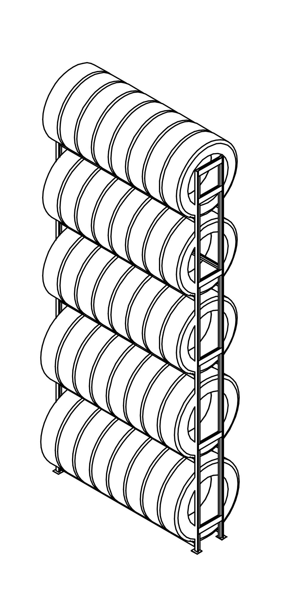 Räderregal Flexi 5 Ebenen Grundfeld